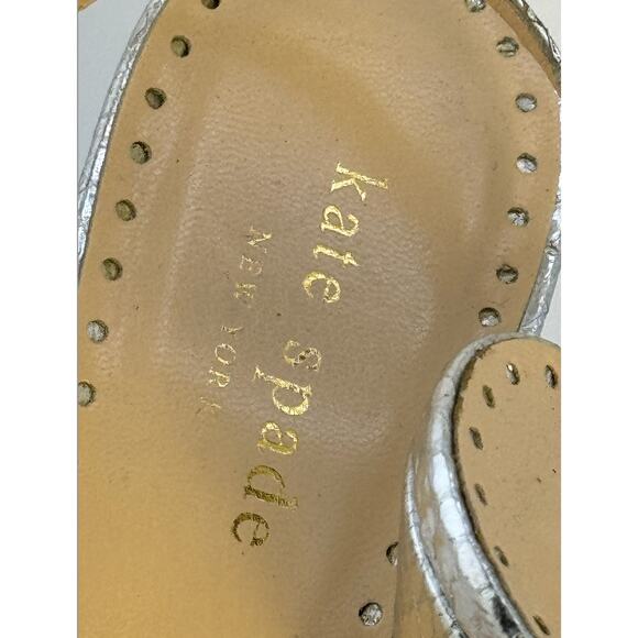 NEW $325 Y2K RARE Kate Spade Italy Metallic Snakeskin Silver Slingback Heels - Picture 3 of 15
